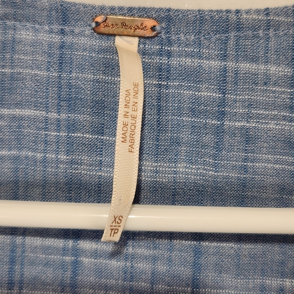 Free People Embroidered Blue Ruffle Sleeve Top Size XS - Picture 5 of 10